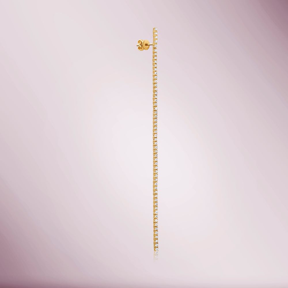 Diamond Line Tennis Earrings (1.20 ct.) 4 Prongs Setting in 14K Gold