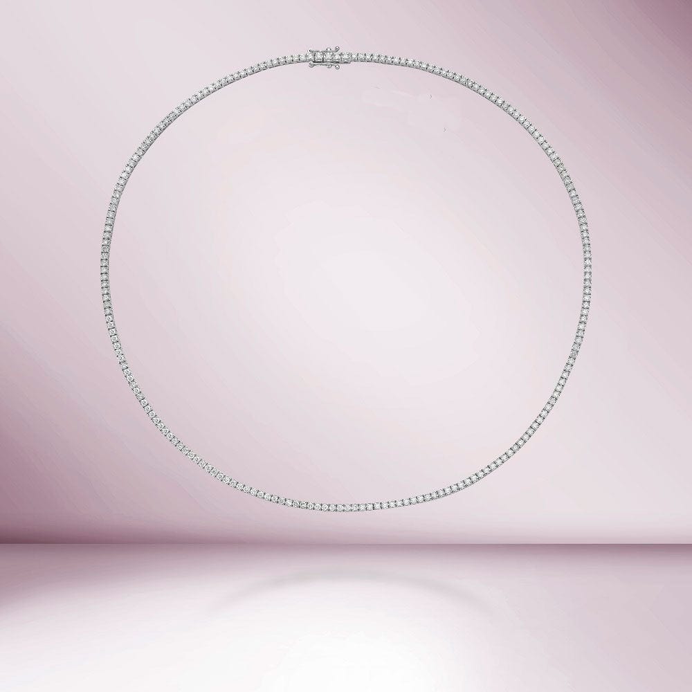 Ready to Ship Diamond Tennis Necklace (2.50 ct.) 1.3 mm 4-Prongs Setting in 14K Gold, Made in Italy