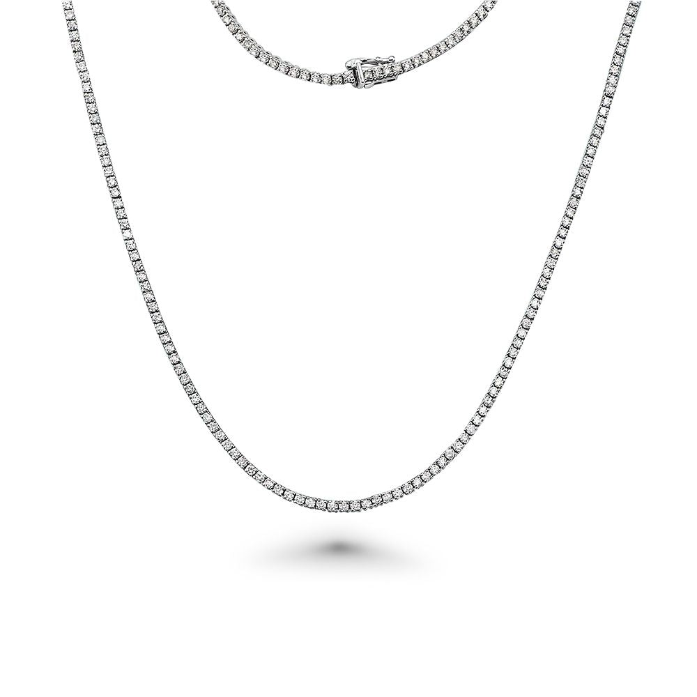 Diamond Tennis Necklace ( 24.00 ct.) 4.00 mm 4-Prongs Setting in 14K Gold