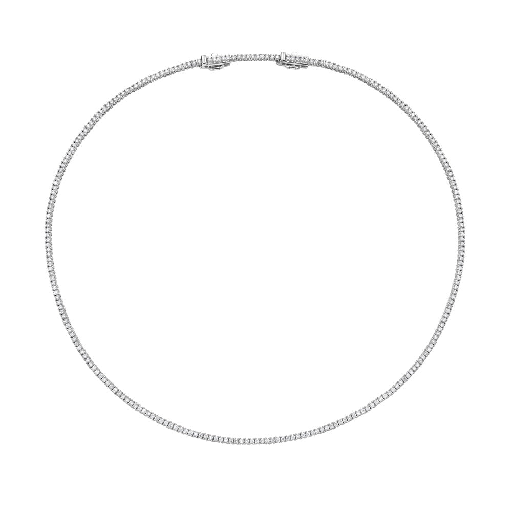 Diamond Tennis Necklace (4.00 ct.) 2.20 mm 4-Prongs Setting in 14K Gold + Chain Extender
