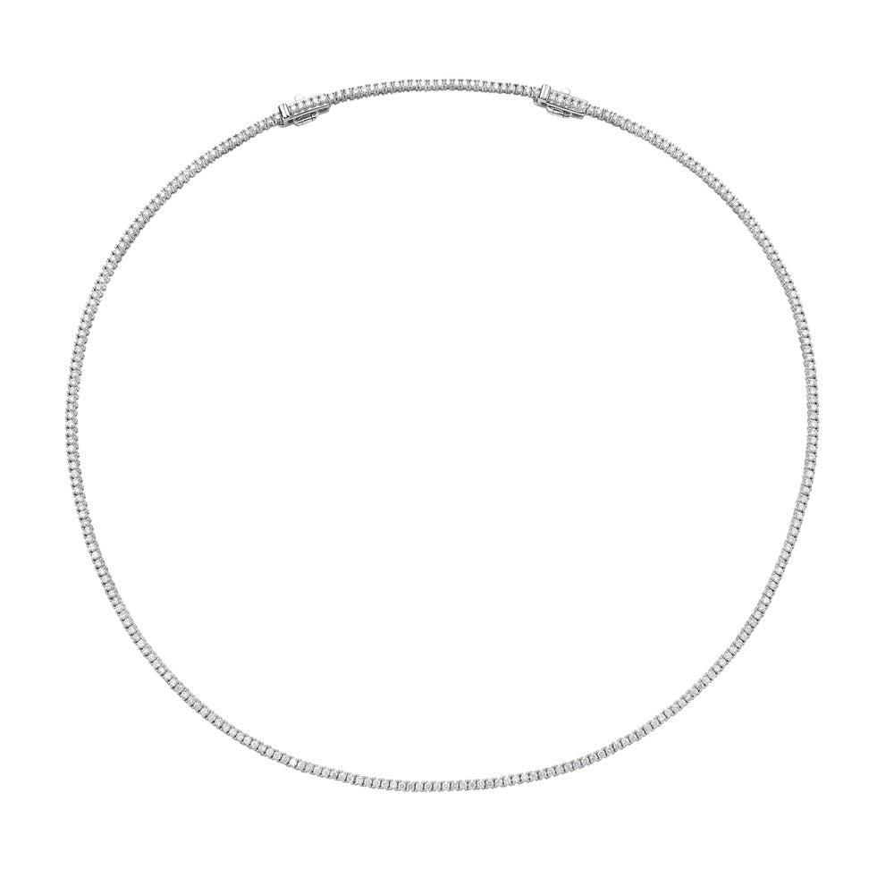 Diamond Tennis Necklace (4.00 ct.) 2.20 mm 4-Prongs Setting in 14K Gold + Chain Extender