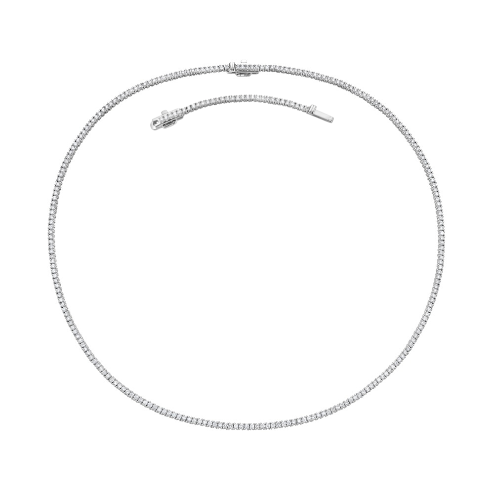 Diamond Tennis Necklace (4.00 ct.) 2.20 mm 4-Prongs Setting in 14K Gold + Chain Extender