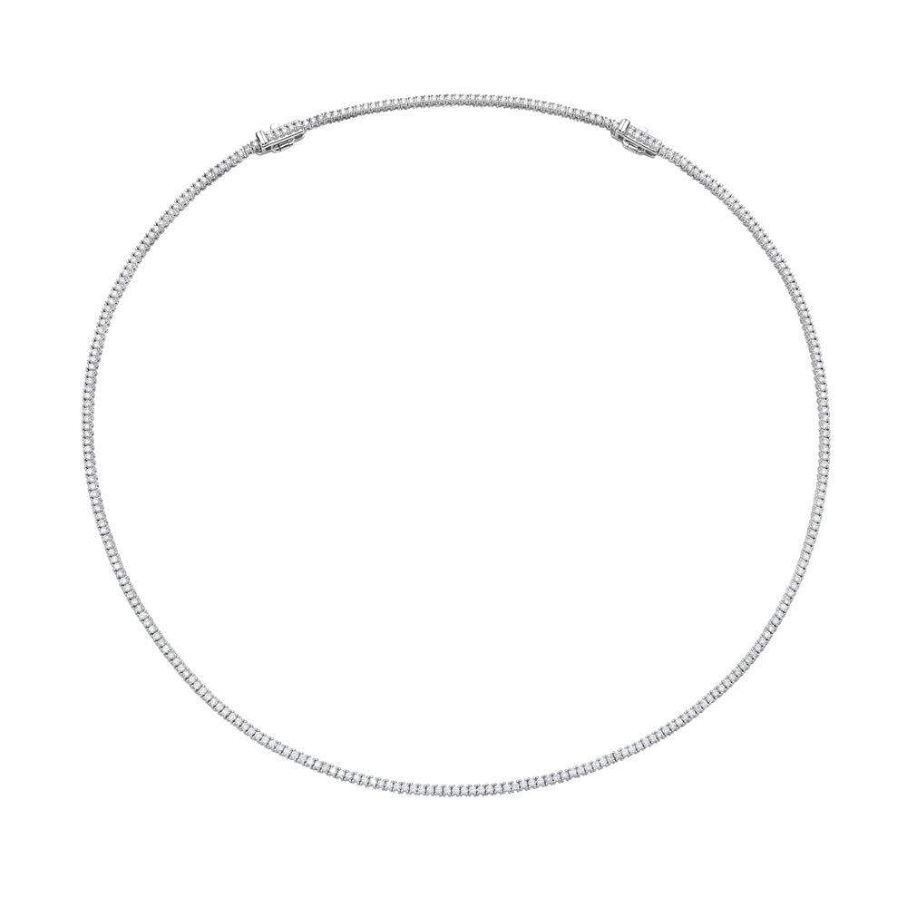 Diamond Tennis Necklace (4.00 ct.) 2.20 mm 4-Prongs Setting in 14K Gold + Chain Extender