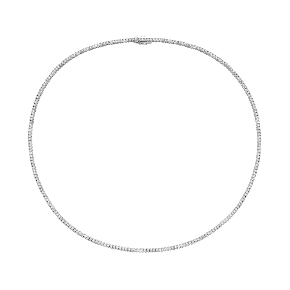 Diamond Tennis Necklace (4.00 ct.) 2.20 mm 4-Prongs Setting in 14K Gold + Chain Extender
