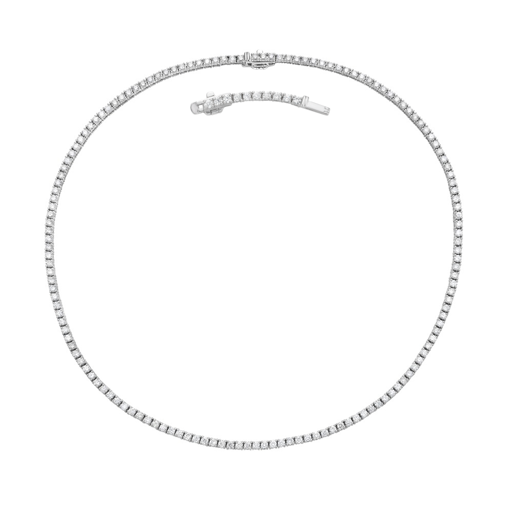Diamond Tennis Necklace (5.50 ct.) 2.50 mm 4-Prongs Setting in 14K Gold + Chain Extender