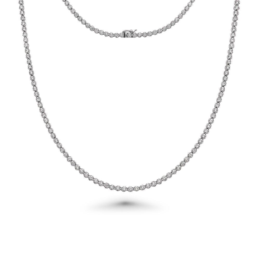 Diamond Tennis Necklace (5.50 ct.) 3.10 mm Buttercup Setting in 14K Gold