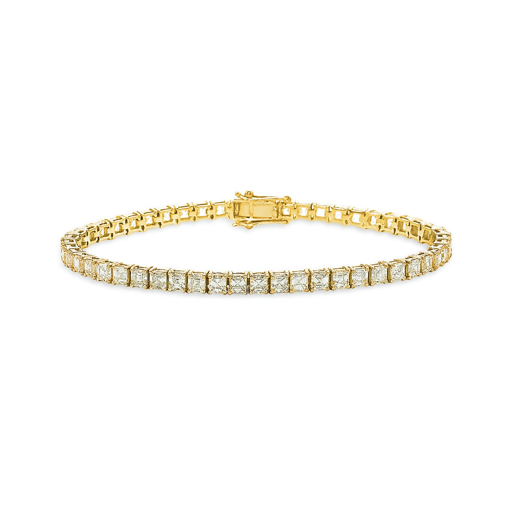 Diamond Princess Cut Tennis Bracelet (7.25 ct.) 4-Prongs Setting in 14K Gold
