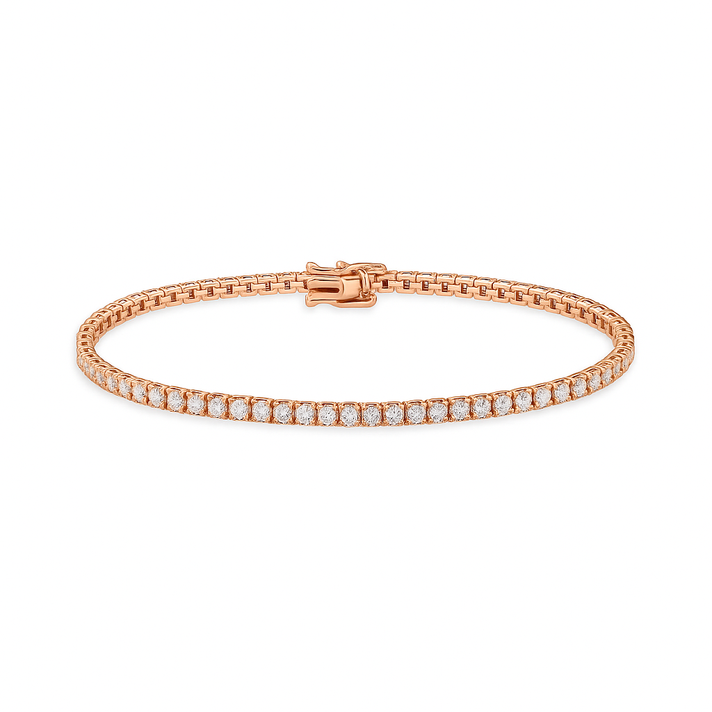 Diamond Tennis Bracelet (2.50 ct.) 2 mm 4-Prongs Setting in 14K Gold