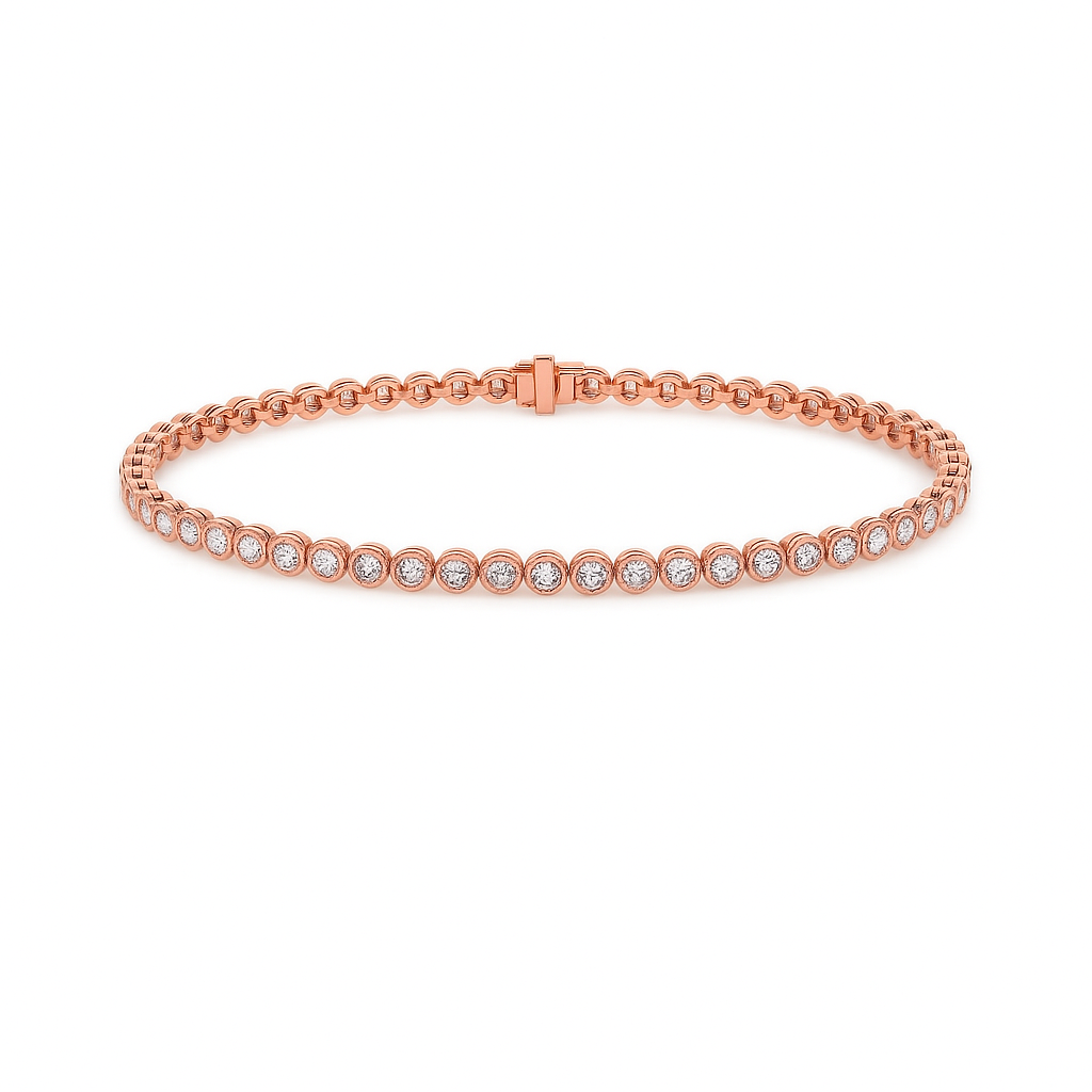 Diamond Tennis Bracelet Bezel Multigrain (1.00 ct.) 1.75 mm 4-Prongs Setting in 14K Gold