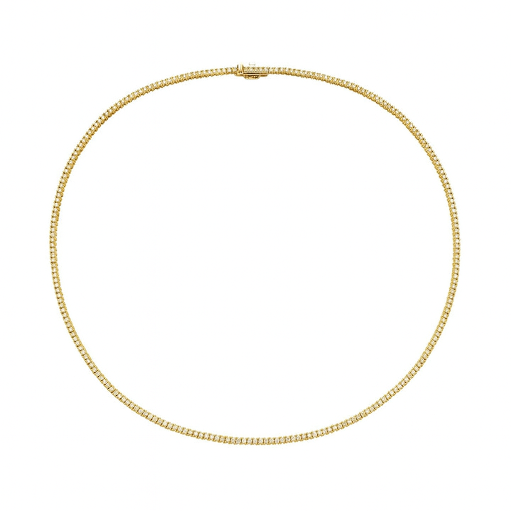 Diamond Tennis Necklace (4.00 ct.) 2.20 mm 4-Prongs Setting in 14K Gold + Chain Extender