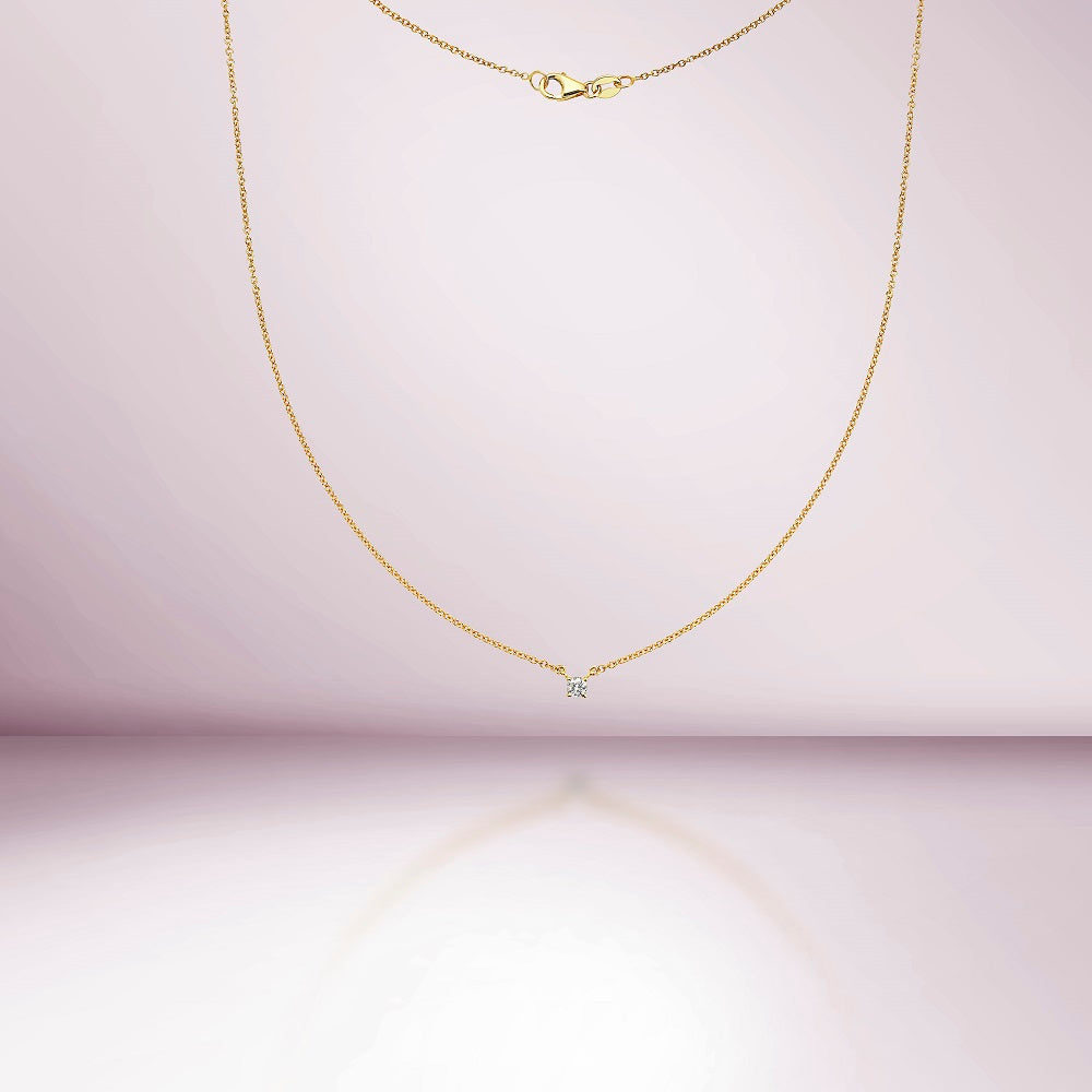 Diamond ct. 0.03-0.08 Round Solitaire Necklace, 14K Gold Micro Diamond Necklace
