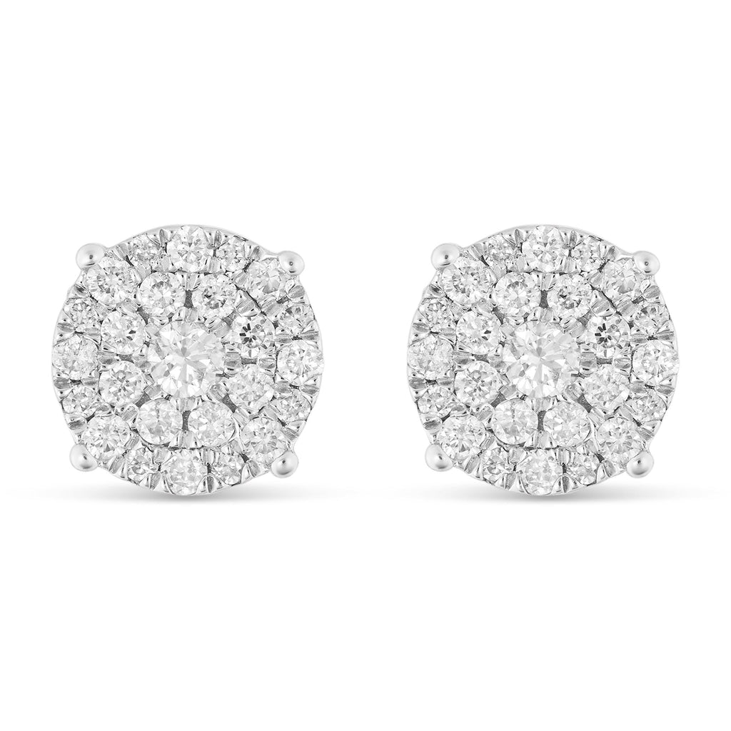 14 Karat White Gold Luna Diamond Cluster Stud Earrings