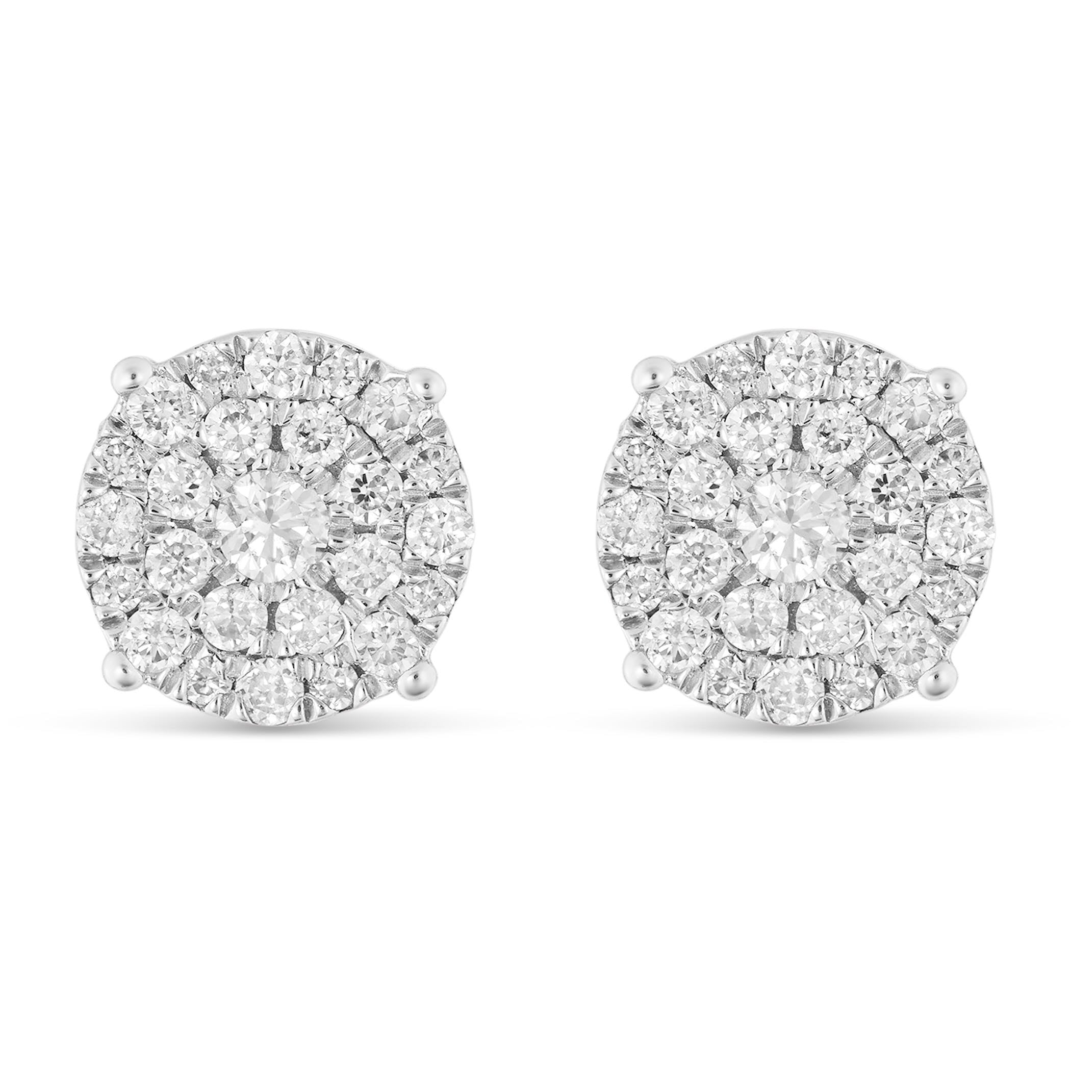 14 Karat White Gold Luna Diamond Cluster Stud Earrings