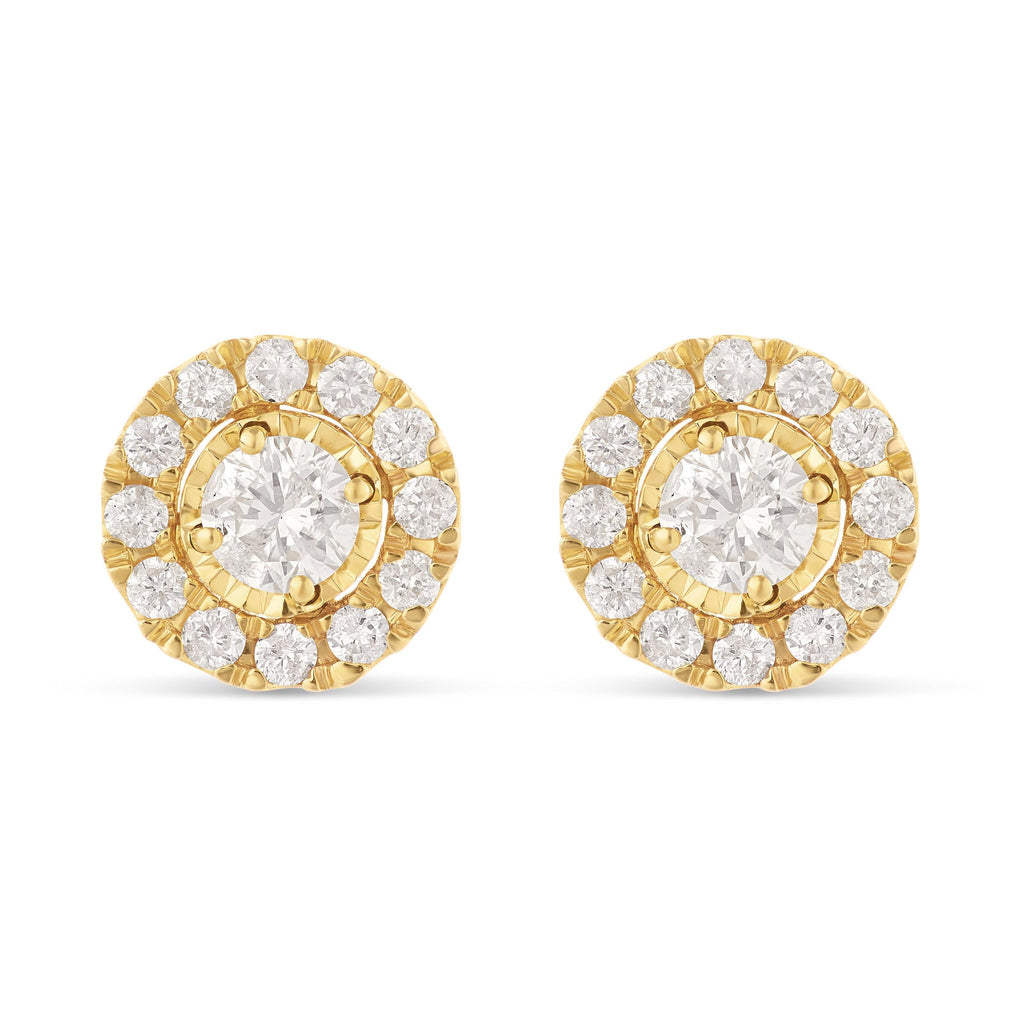 14k Gold Cluster Diamond Stud Earrings