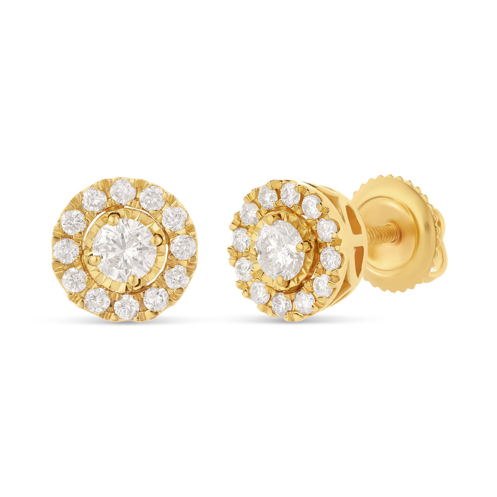 14k Gold Cluster Diamond Stud Earrings