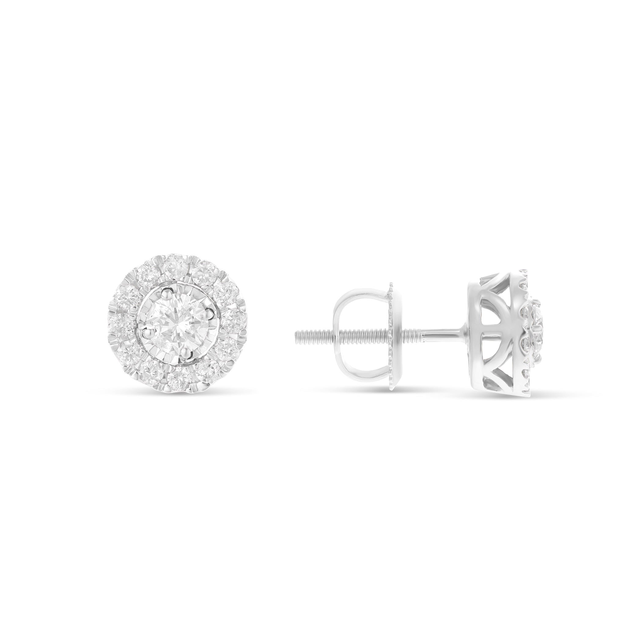 14k Gold Cluster Diamond Stud Earrings