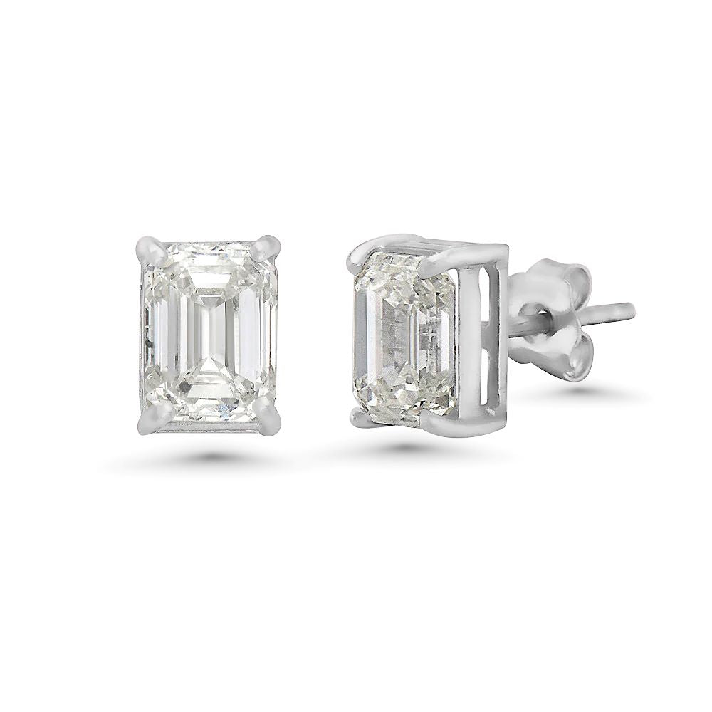 Lab Grown Diamond Emerald Cut Rectangular Studs Earrings (2.00 ct.) in 14K Gold