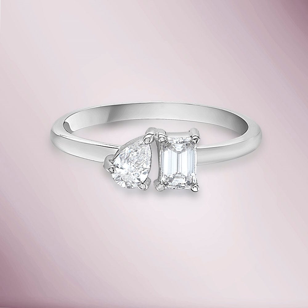 Emerald Cut & Pear Shape Diamond Duo Ring (0.52 ct.) in 14K Gold