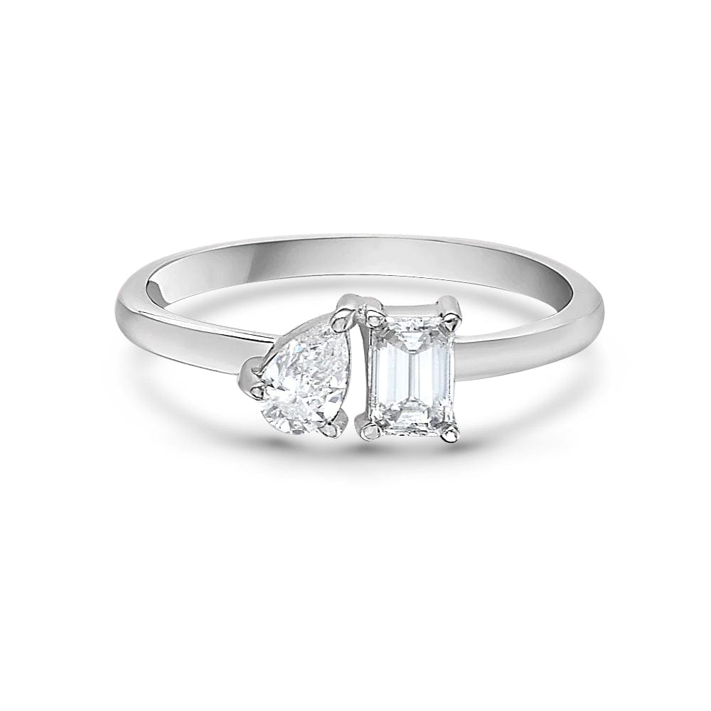 Emerald Cut & Pear Shape Diamond Duo Ring (0.52 ct.) in 14K Gold