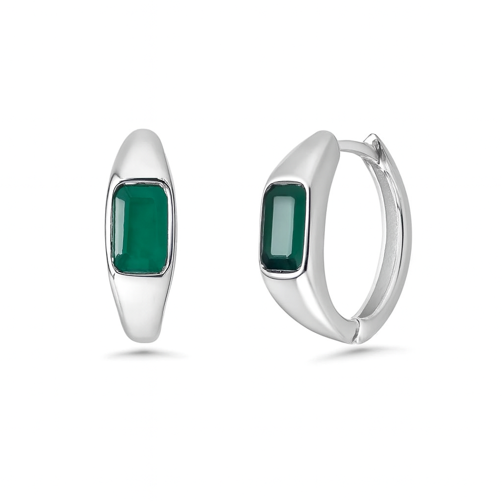 Emerald Cut Emerald Huggies Earrings (0.80 ct.) in 14K Gold