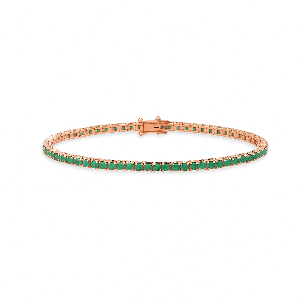 Emerald Tennis Bracelet (5.35 ct.) 3.00 mm 4-Prongs Setting in 14K Gold