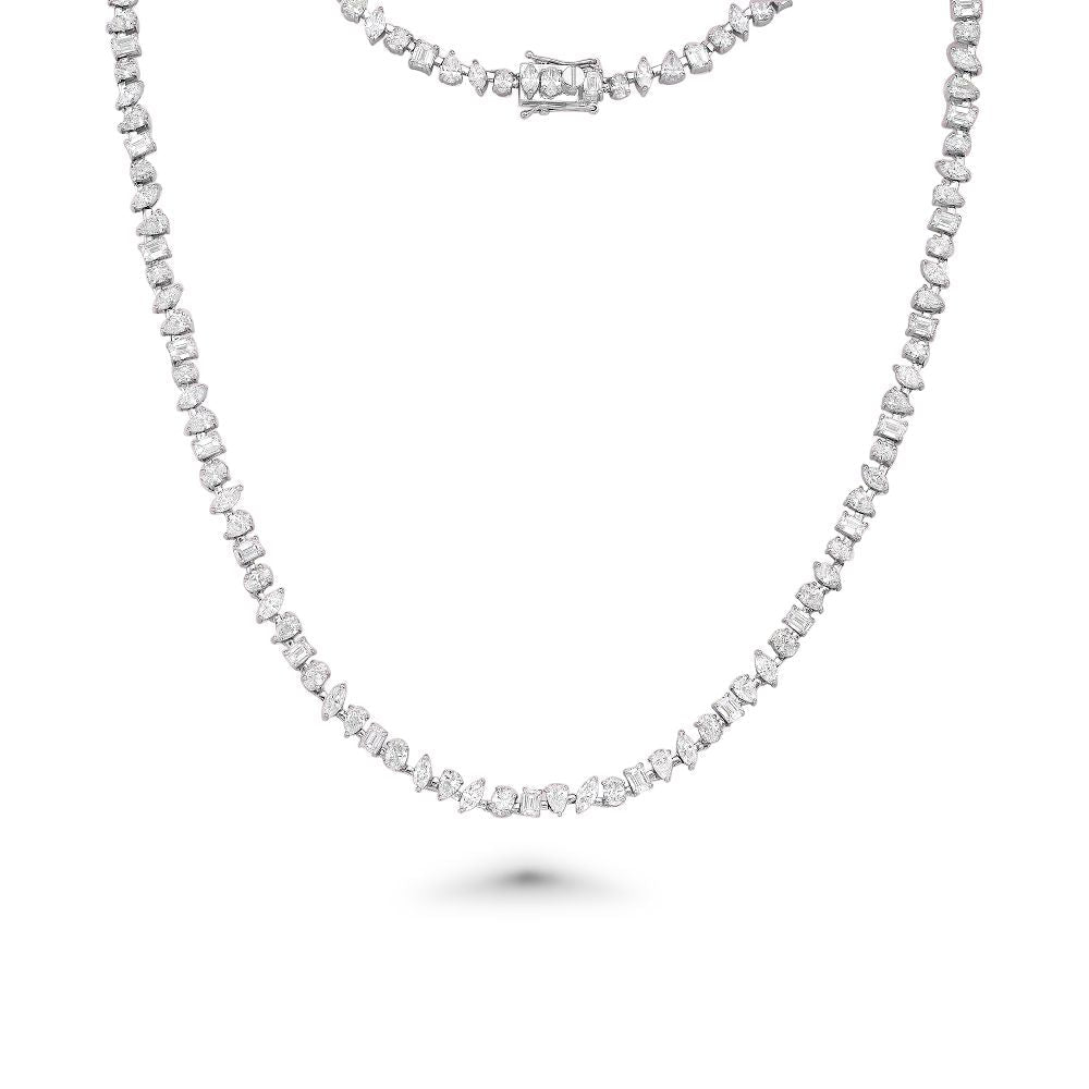 Fancy Multi Shape Diamond Necklace (12.35 ct.) in 18K Gold