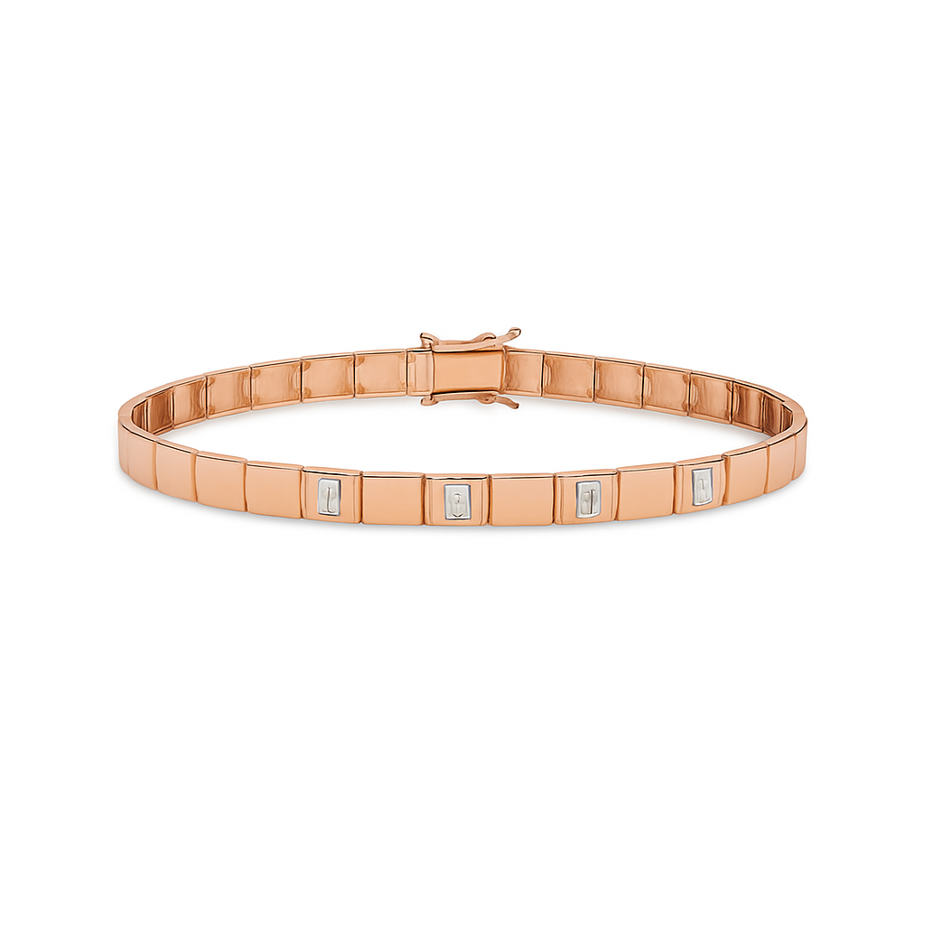 Fancy Square Bracelet With Emerald Cut Diamonds (0.55 ct.) in 14K Gold