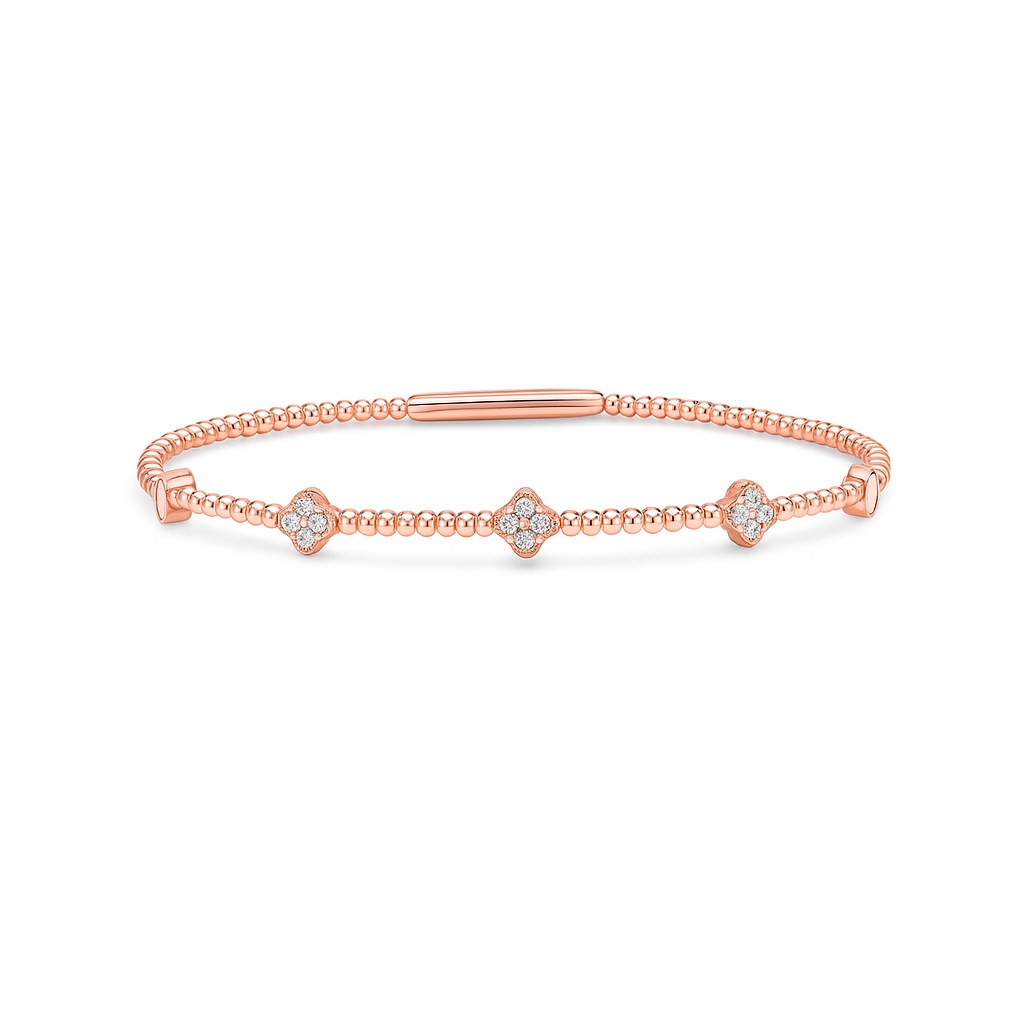 Flower Diamond Flexible Bangle Bracelet (0.43 ct.) in 14K Gold