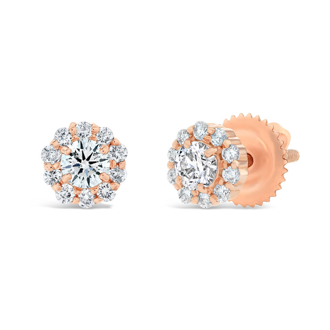 1/2ct Diamond Cluster Studs in Solid Gold