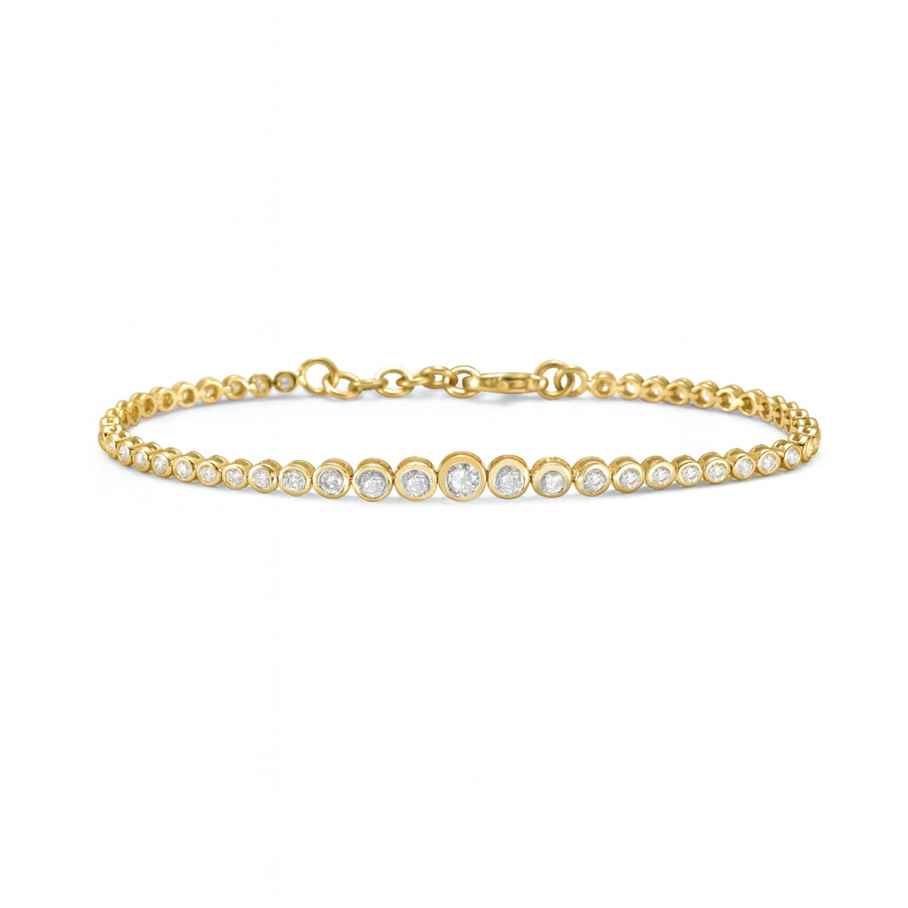 Graduated Diamond Tennis Bracelet (1.85 ct.) Bezel Set in 14K Gold