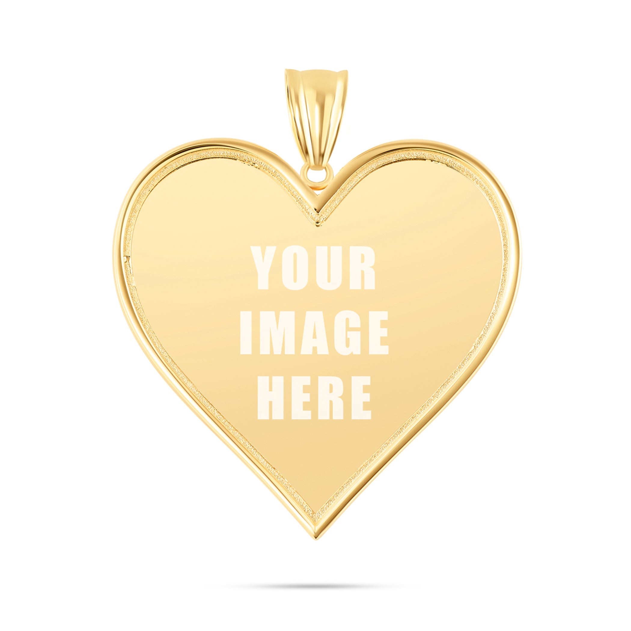 14K Gold Large Heart Picture Pendant