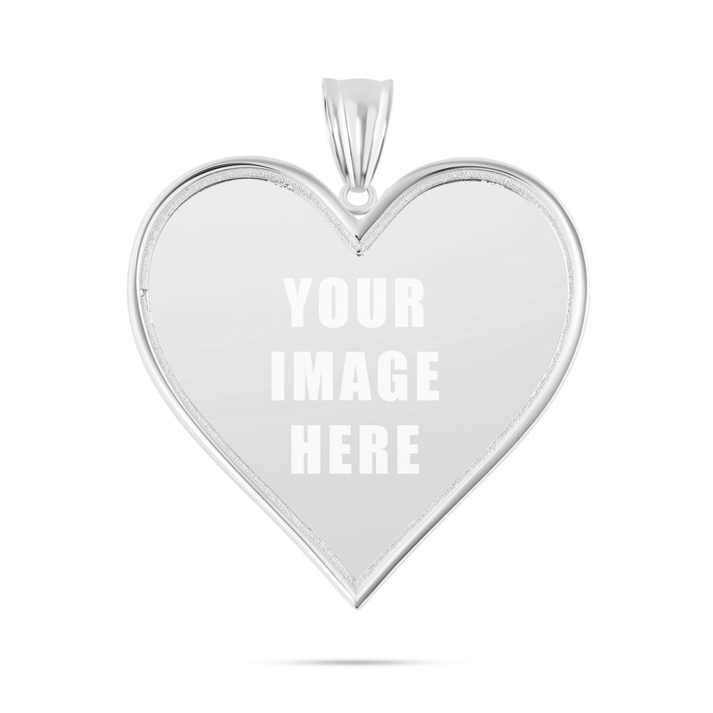 14K Gold Large Heart Picture Pendant