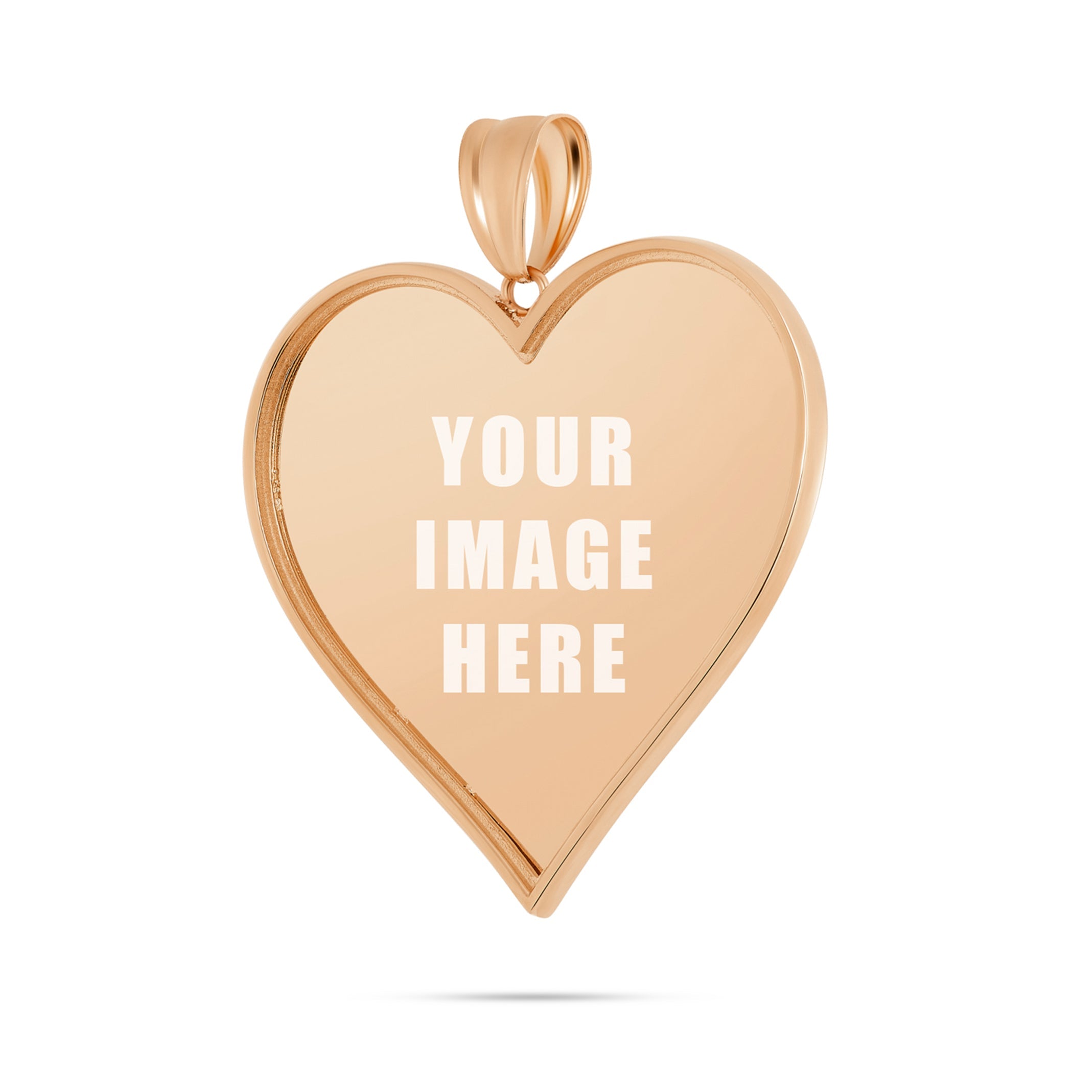 14K Gold Large Heart Picture Pendant