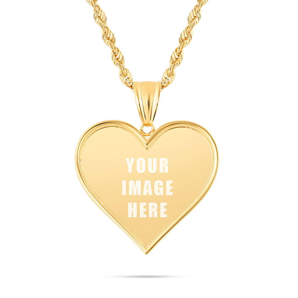 14K Gold Small Heart Picture Pendant