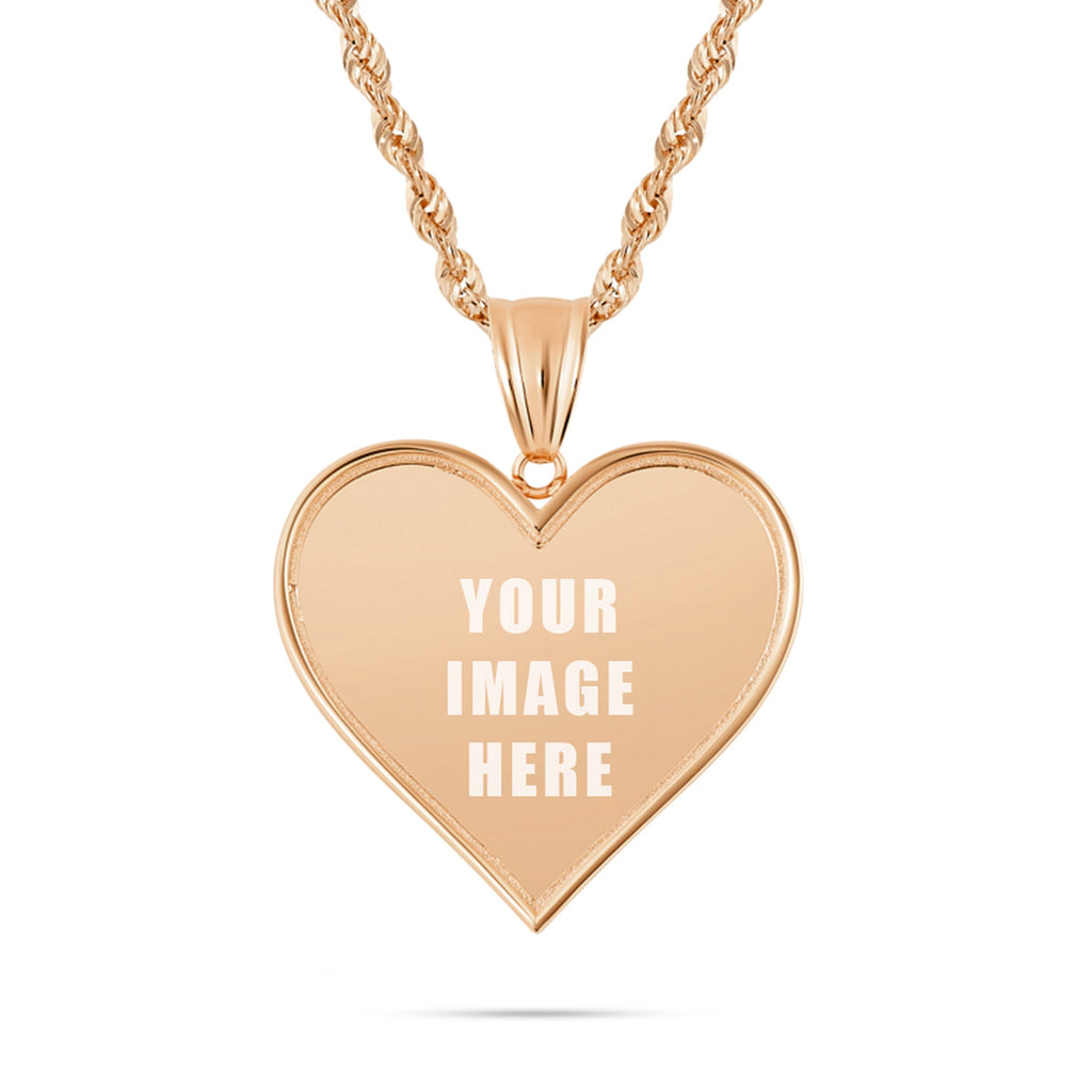 14K Gold Small Heart Picture Pendant