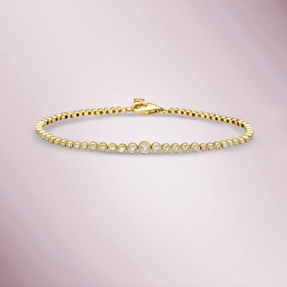Ready to Ship HalfWay Graduated Diamond Tennis Bracelet (0.80 ct.) Bezel Set in 14K Gold