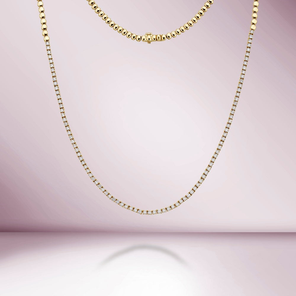 HalfWay Diamond Tennis Necklace (2.11 ct.) 2mm 4-Prong Setting in 14K Gold