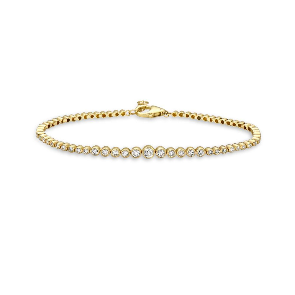Ready to Ship HalfWay Graduated Diamond Tennis Bracelet (0.80 ct.) Bezel Set in 14K Gold