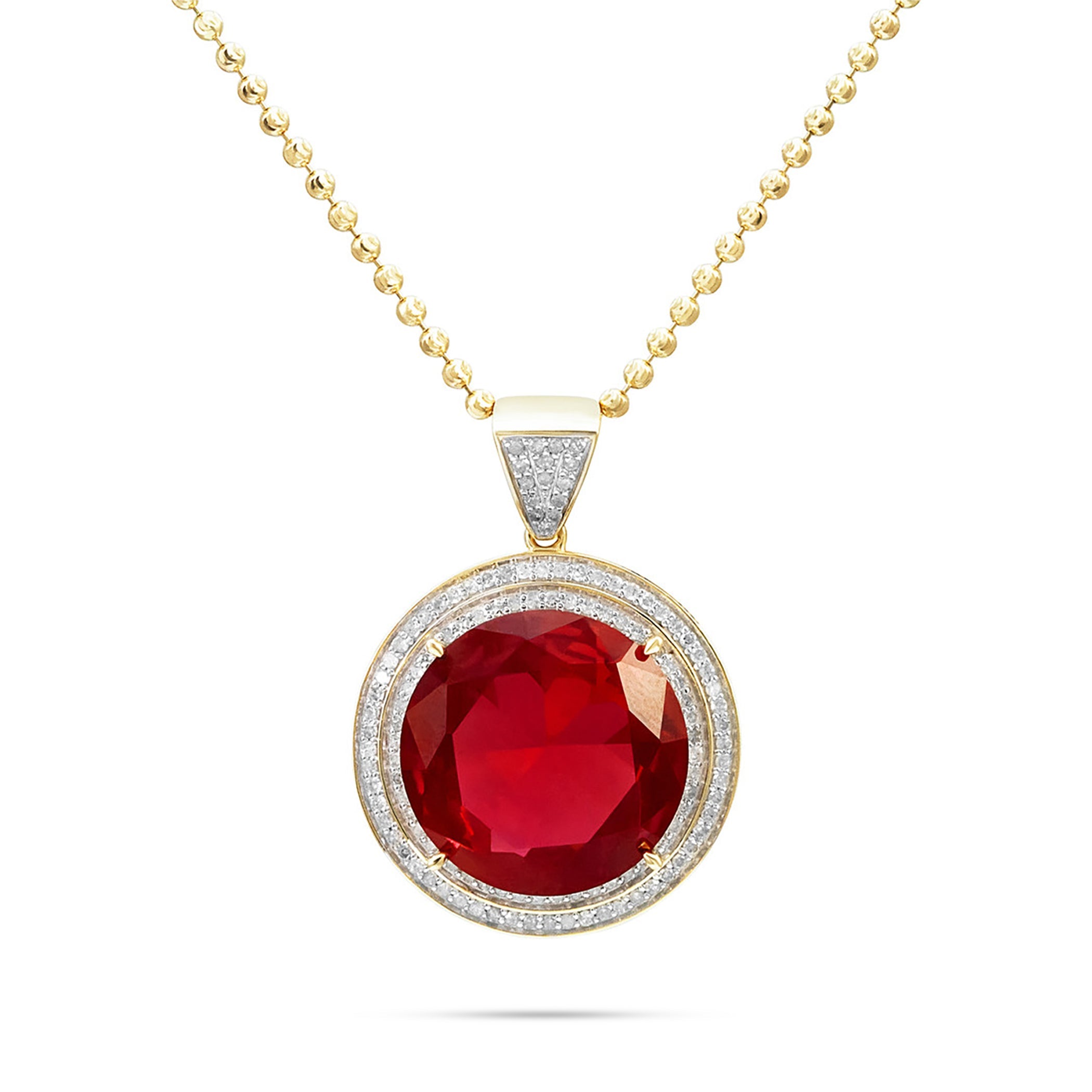 10k Yellow Gold .75ct Diamond Ruby Pendant