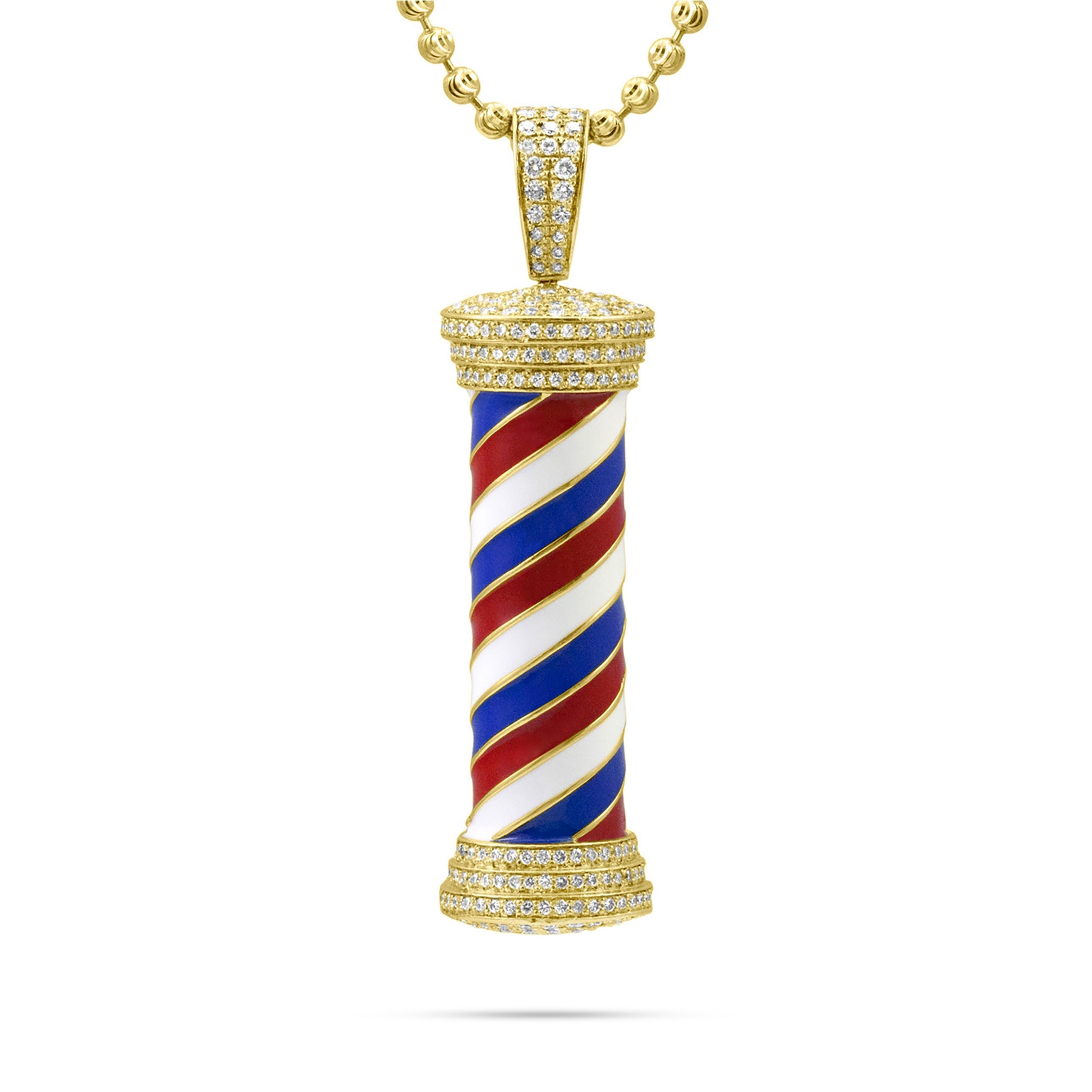 10k Yellow Gold 3ct Diamond Barbershop Pole Pendant