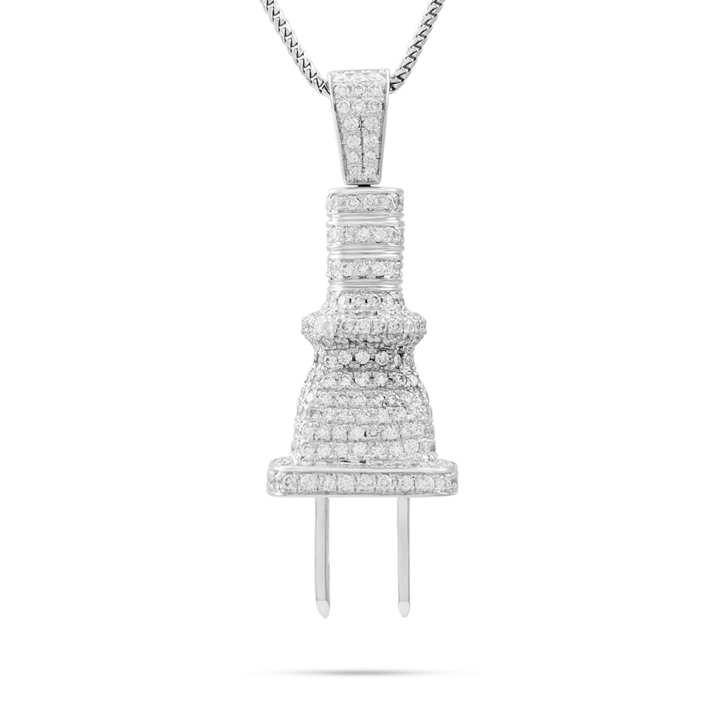 10k White Gold 3.25ct White Diamond Plug Pendant