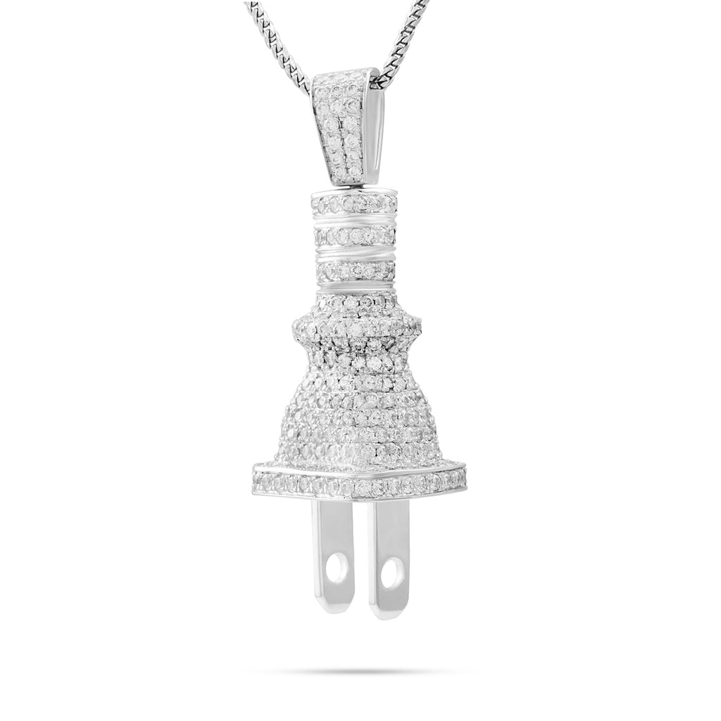 10k White Gold 3.25ct White Diamond Plug Pendant