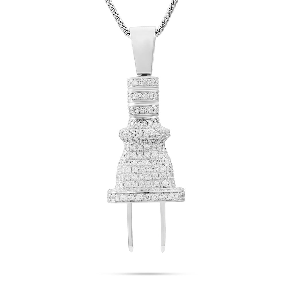 10k White Gold 3.25ct White Diamond Plug Pendant