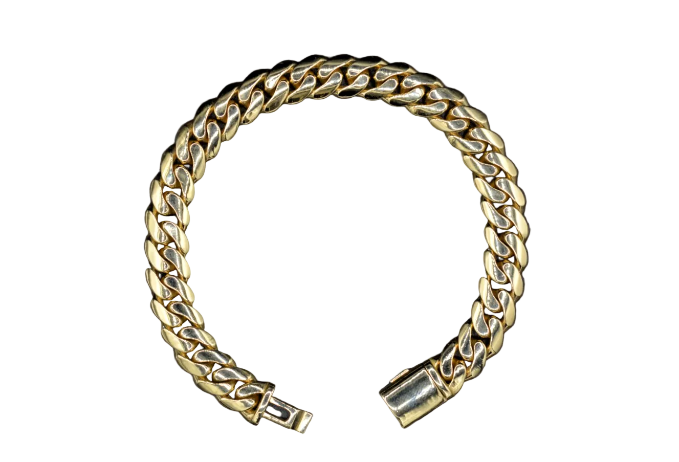 14k Yellow Gold Miami Cuban Bracelet 10mm 8.5”