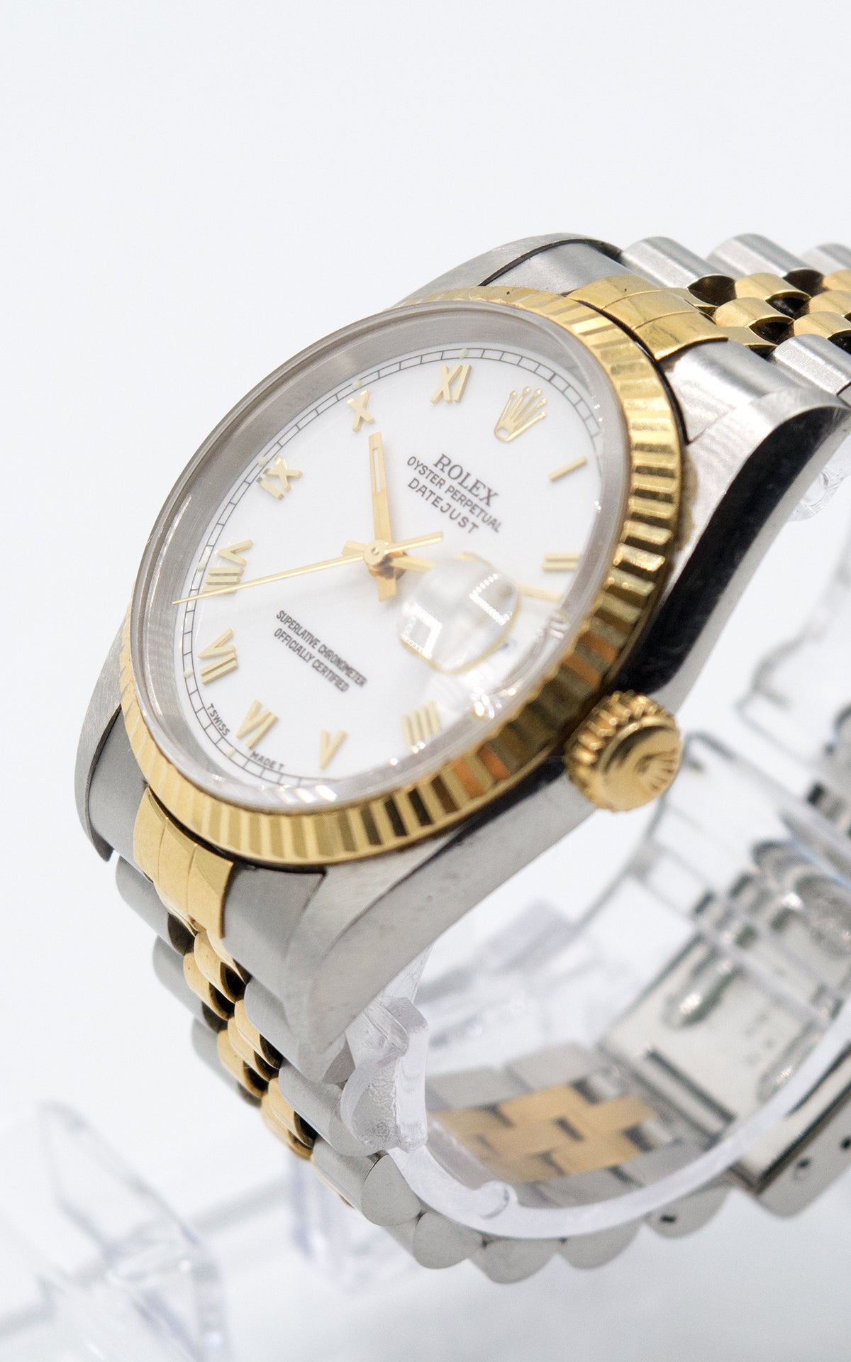 Rolex Datejust 16233 White Roman Dial Jubilee