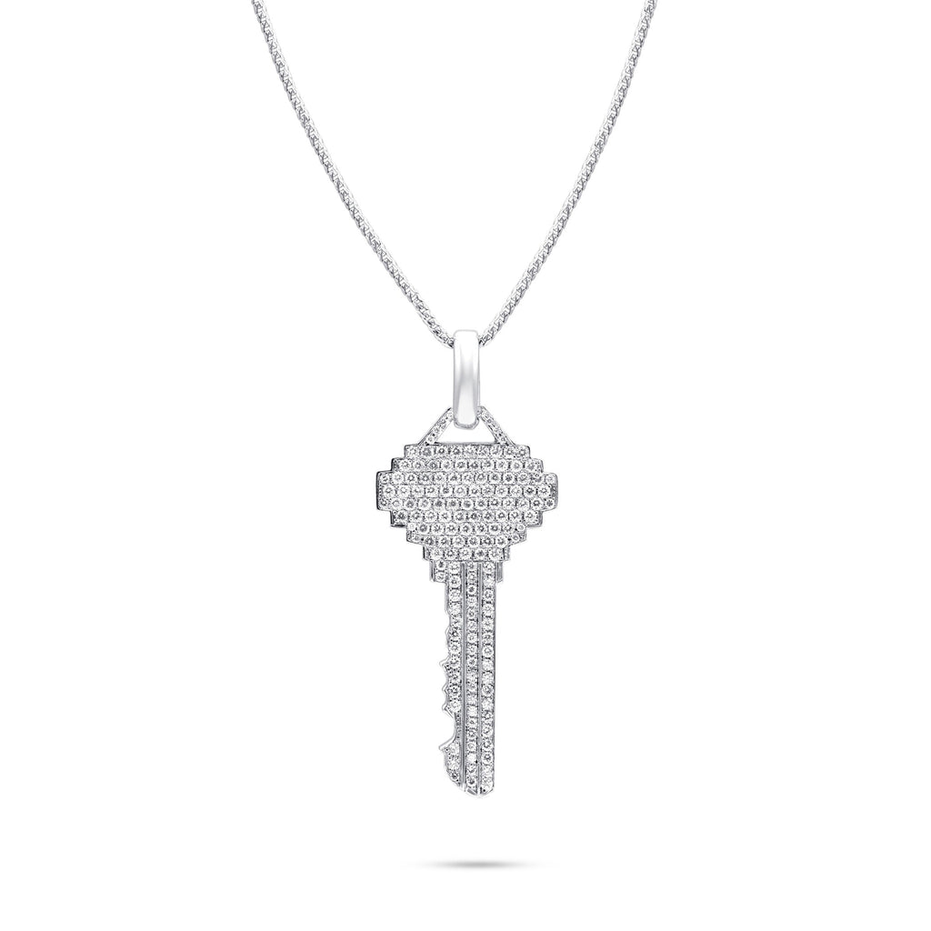 10k White Gold 3.25ct Diamond Key Pendant