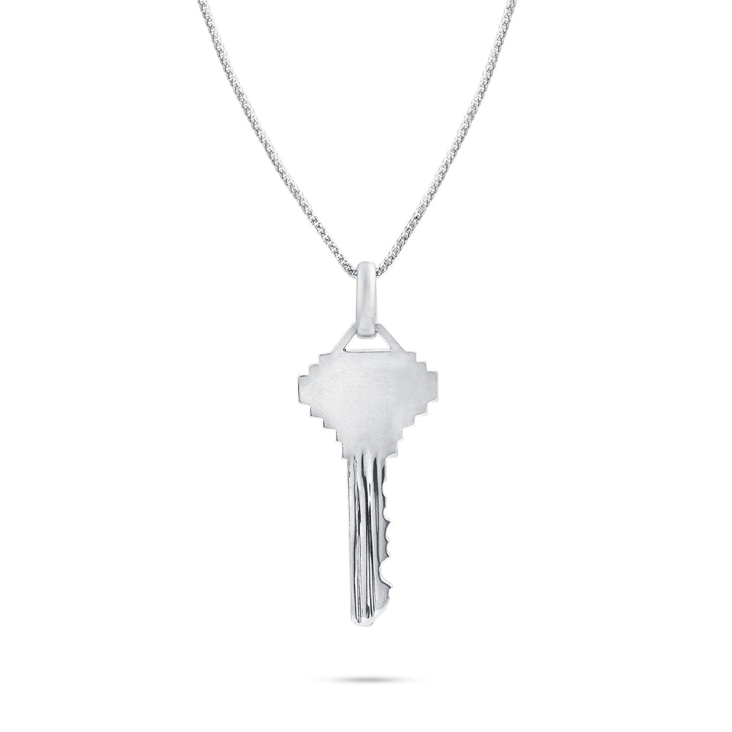 10k White Gold 3.25ct Diamond Key Pendant