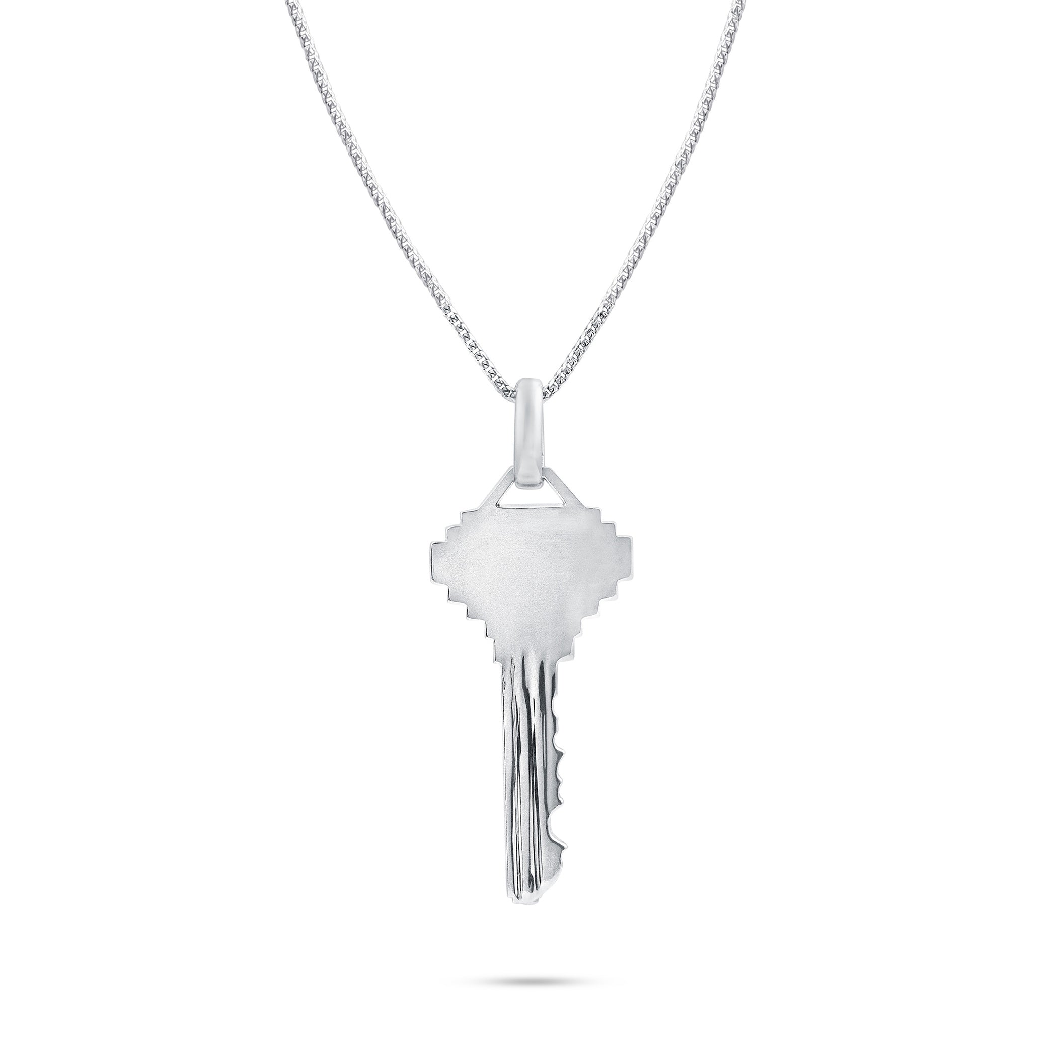 10k White Gold 3.25ct Diamond Key Pendant