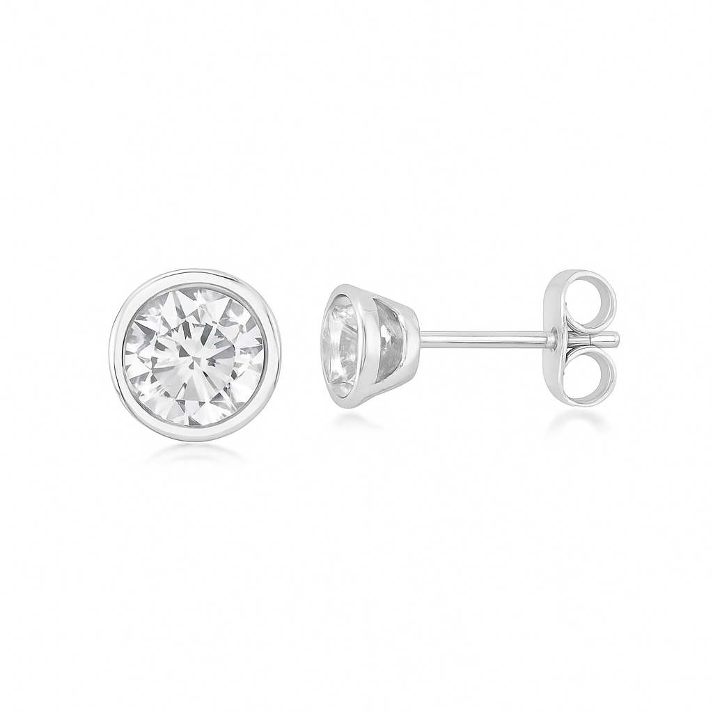 Lab Grown Diamond Stud Bezel Setting Earrings (2.00 ct.) in 14K Gold