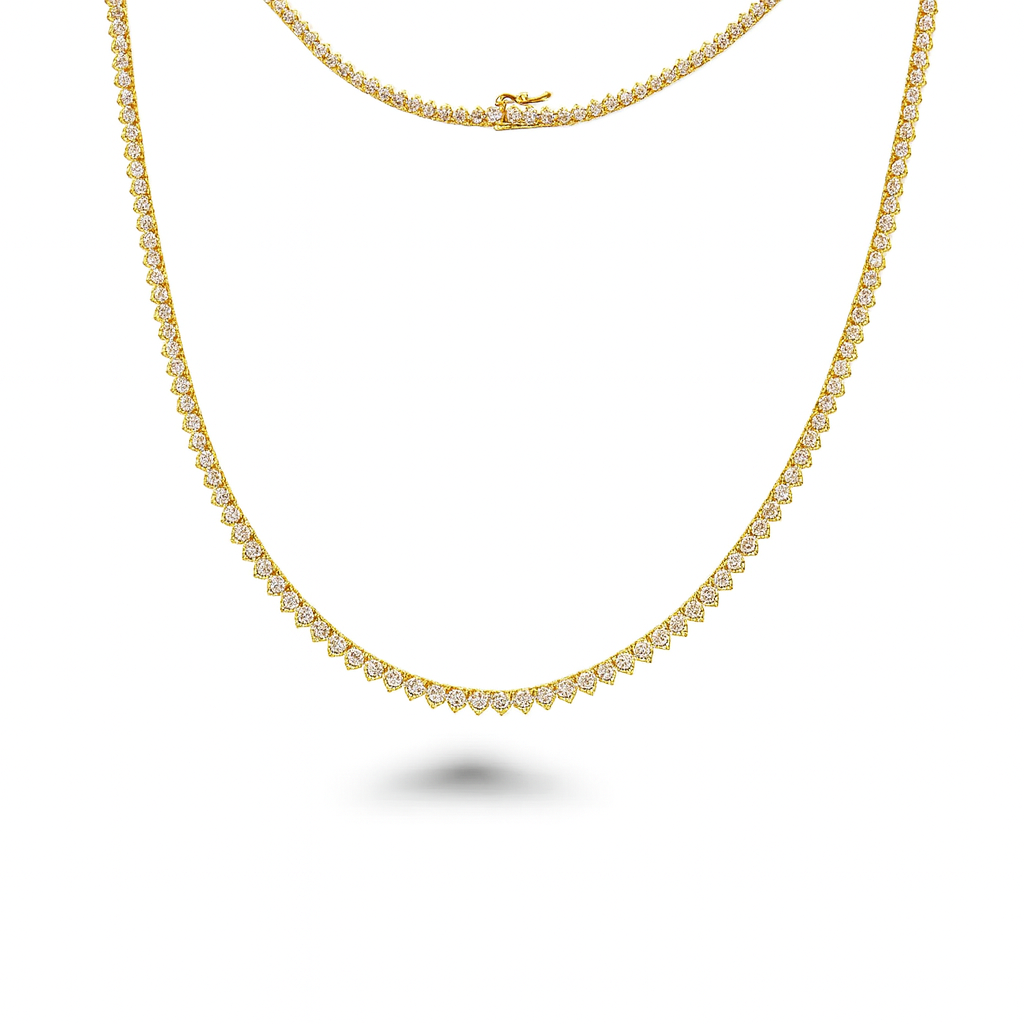 Lab Grown Diamond Tennis Necklace (7.50 ct.) 2.3 mm 3-Prongs Setting in 14K Gold